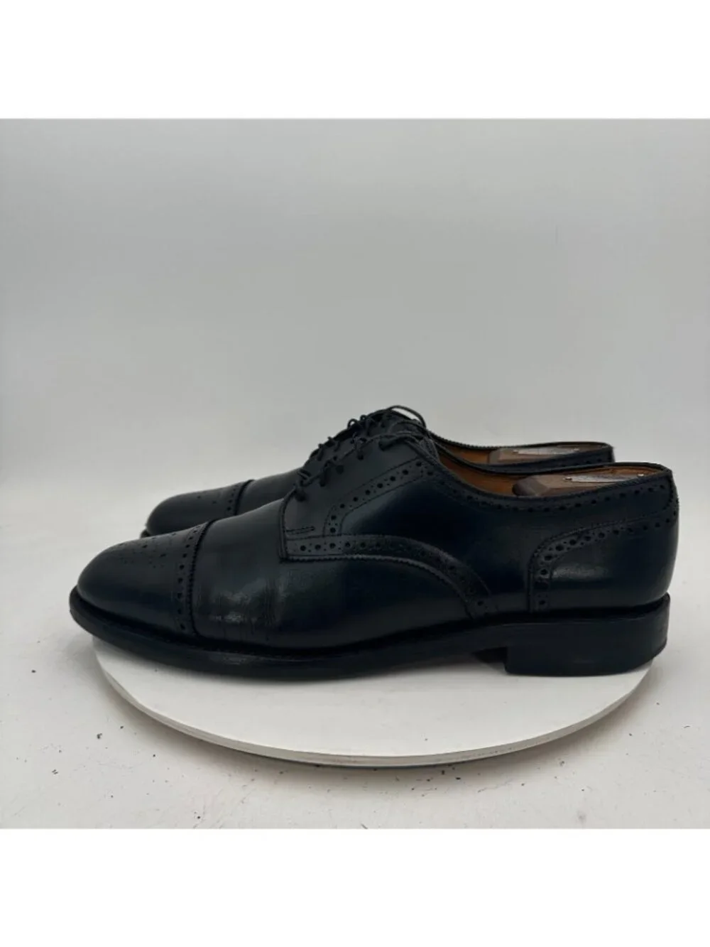 Allen Edmonds Lexington Men Size 12D Black Wingtip Cap Toe Derby Dress Shoes